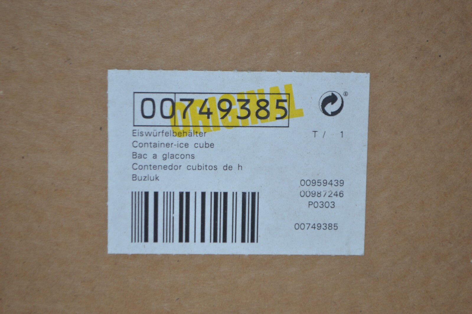 Brand New Genuine OEM Bosch 00749385 Ice Cube Container | eBay