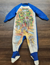 Vintage 90s Teenage Mutant Ninja Turtles Fleece Footed Zip One Piece PJ's 4T