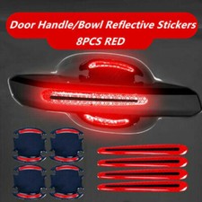 8X Red Car Door Handle Bowl Protector Film Reflective Strip Anti Scratch Sticker