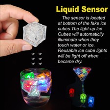 120 Glowing LED Ice Cubes Flash Light For Party Bar Drinks Wine Glass Decorate