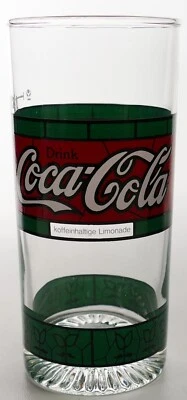 Coca Cola Glas Tiffany Style Green/Red 0,2 l Edition 80er Vintage Rarität 3451