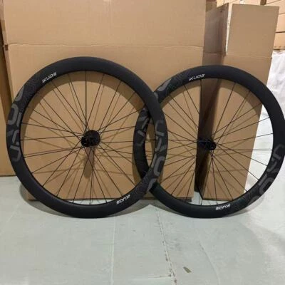 MEROCA IKUOS Road 700c Carbon Wheelset 50/55/65mm Clincher Wheels Disc Brake Thru Axle