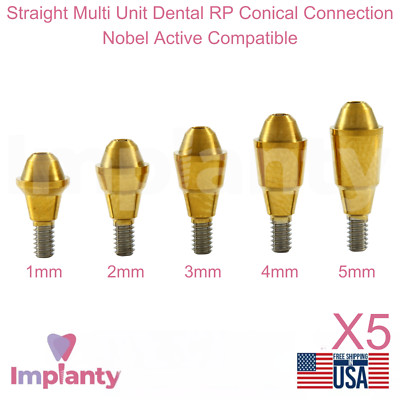 5x Straight Multi Unit Dental RP Conical Connection Nobel Active Compatible