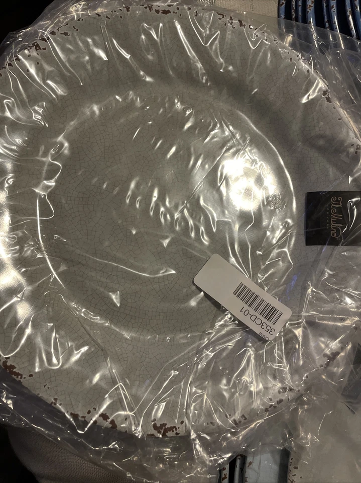IL Mulino New York Rustic Crackle Gray Dinner Plates Set 4 New - Imagem 4 de 4