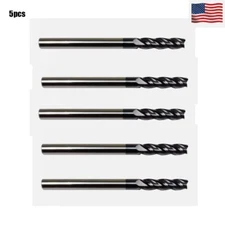 New 5 PCS - 1/8" 4 FLUTE CARBIDE END MILL - TiALN COATED USA