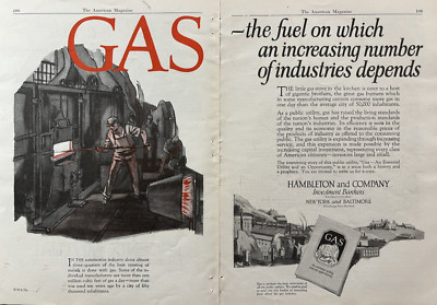 1926 Hambleton & Company Investment Bankers Gas Fuel Industry Vintage 2 Page Ad