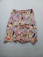Paisley Floral Skirt M Multicolor Scalloped Hem Knee-Length Skirt Stylish