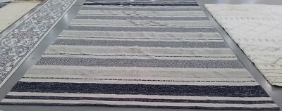 IVORY / NAVY 9'-0'' x 12'-0'' Broken Thread Rug Reduced Price 1172769181 STK502A-9