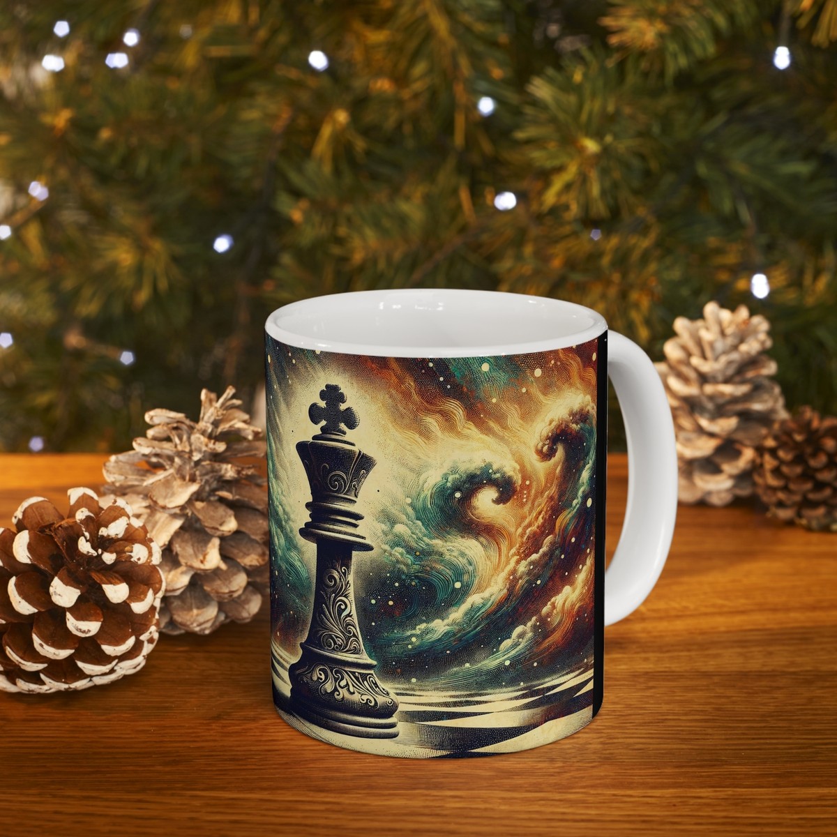 Ceramic Mug 11oz Chess Art Coffee Cup Chess Board Outer Space Celestial  Galaxy