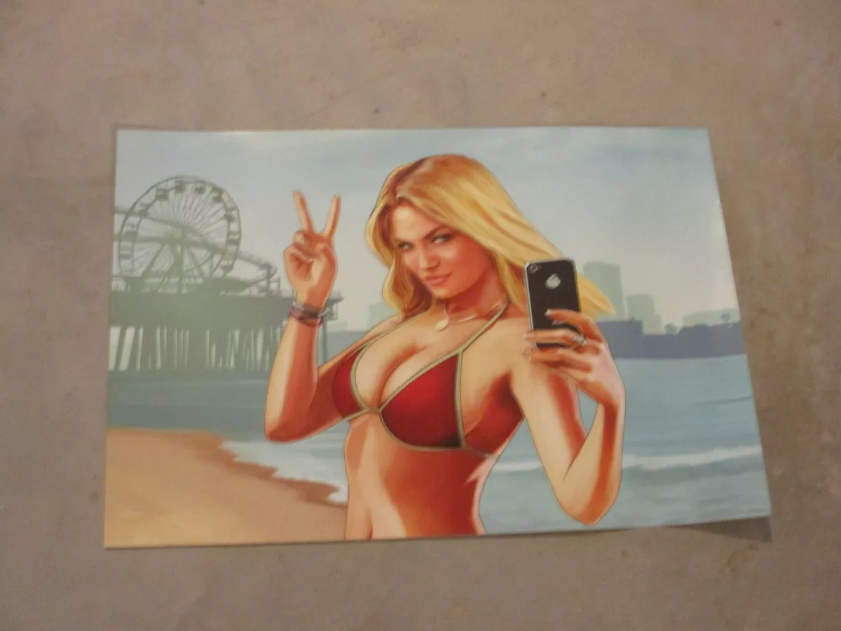 Grand Theft Auto V Bikini Selfie Girl w/ iFruit Phone Store Display Promo  Poster