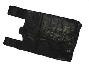 BRAND NEW BLACK PLASTIC VEST CARRIER BAGS 11x17x21&quot; 18Mu / BEST QUALITY | eBay