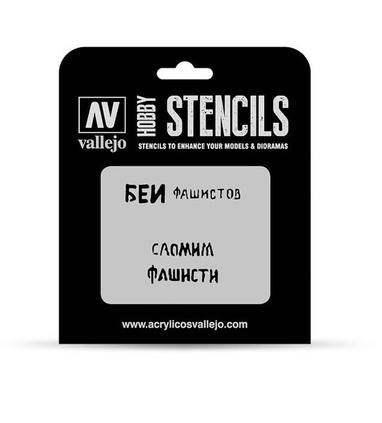 Vallejo Hobby Stencils: Soviet Slogans Wwii Num. 1 Markings 1/35 125X125Mm-image