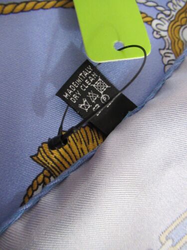 ITALIAN 100% SILK HR SQUARE SCARF CRESTS & TASSELS DESIGN 26x26 - MADE IN ITALY - Picture 16 of 17