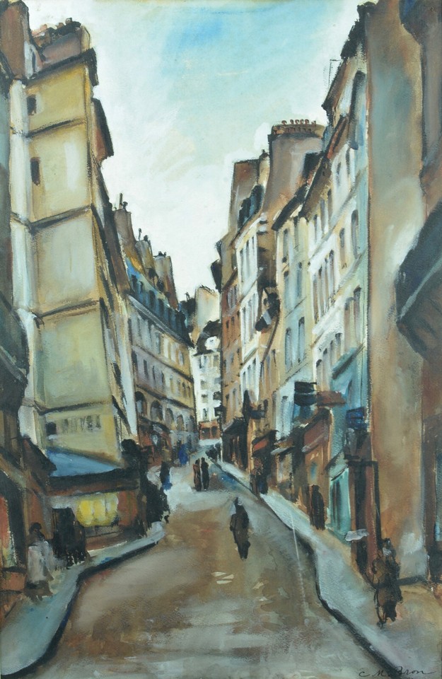 Tableau ancien Vue de rue 5e Quartier Latin Paris Cesar Bron Vlaminck ...