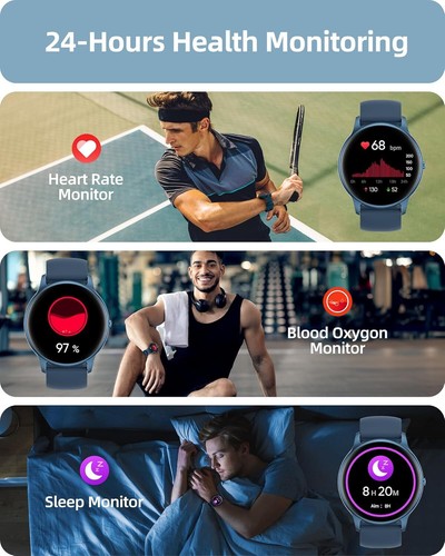 Round Smart Watch for Men Women Call Fitness Heart Monitor for GooglePixel 8 - Picture 46 of 47
