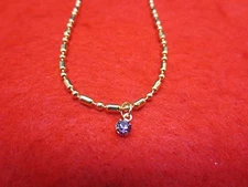 14 KT GOLD PLATED 9 1/2" FANCY MILITARY ANKLET W/ AUSTRIAN CRYSTAL BIRTHSTONE