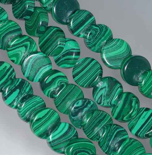 13MM GREEN MATRIX TURQUOISE GEMSTONE FLAT ROUND CIRCLE LOOSE BEADS 15.5" - Picture 4 of 4