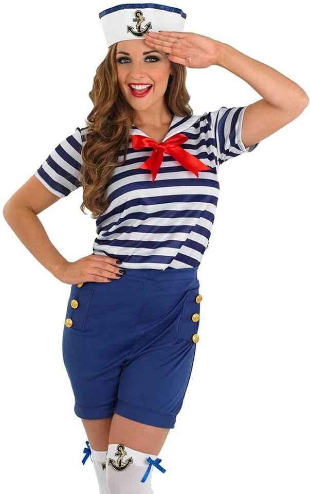 Meias fantasia feminina marinheira atrevida P-XL feminina uniforme fofo marinho Halloween - Imagem 2 de 4