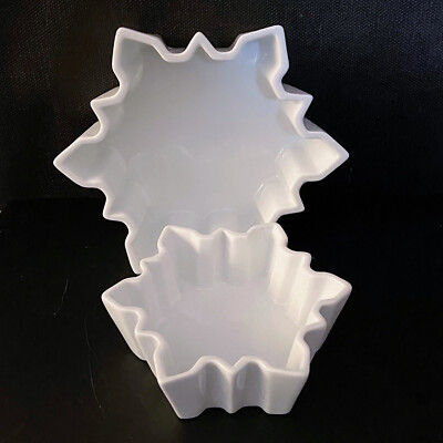 Crate & Barrel Nesting Ramekins, White Snowflake, Christmas