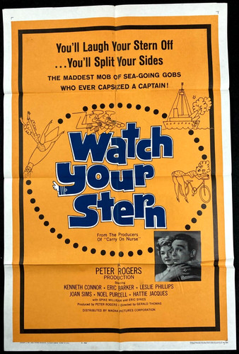 WATCH YOUR STERN Orig Movie Poster Kenneth Connor Joan Sims Royal Navy Comedy