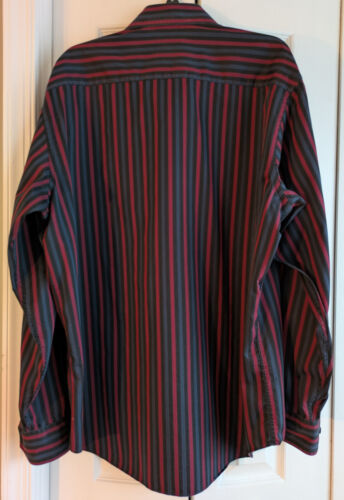 Bugatchi Uomo Men's Navy Red Black Striped Paisley Collar and Cuffs Shirt XXL - Picture 7 of 16