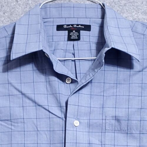 BROOKS BROTHERS BOYS SHIRT 16 BLUE GLEN PLAID - Picture 1 of 8