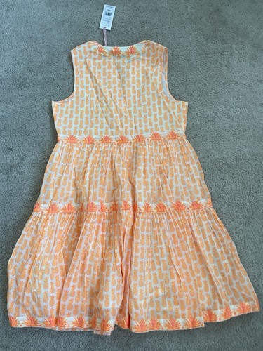 NWT vineyard Vines Women’s XXS yellow Orange White Tiered Pineapple Dress $178 - Picture 6 of 7