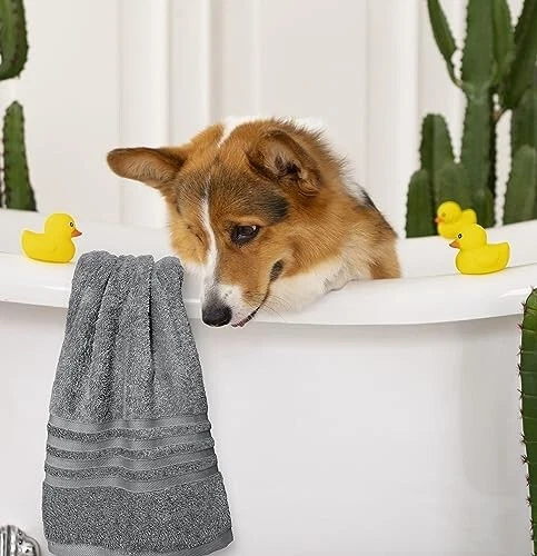 Toallas de baño de algodón ligeras y absorbentes - 22x44 pulgadas - Paquete de 6 - Gris Foto 3 de 4