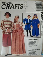 McCall's P402 Medieval Madrigal Renaissance Costume Size 40 42 Large Adult