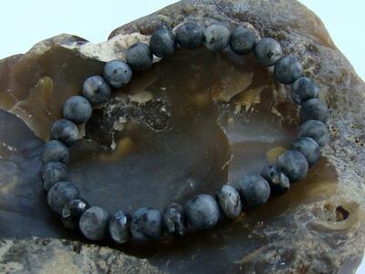 Edelstein Perlen Armband grau matt Labradorit Perlen Geschenk Schmuck