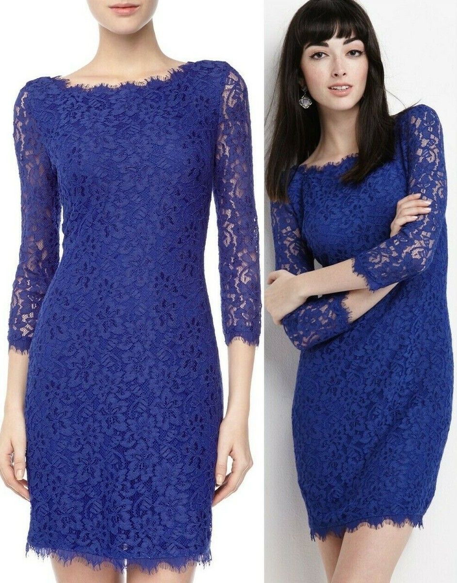 Diane Von Furstenberg DVF Vivid Blue Zarita Stretch Lace Shift Dress 10 Diane Von Furstenberg DVF Vivid Blue Zarita Stretch Lace Shift Dress 10