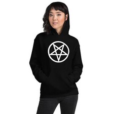 White Classic Inverted Pentagram Occult Symbol Unisex Hoodie Sweatshirt