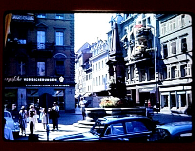Emperor's Fountain on Konstanz in Germany Old Cars Photo Slide Org Kodak