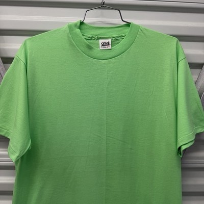 Vintage Anvil Blank Neon Lime Green T-shirt Men s NOS USA Made 90s Surf Skate