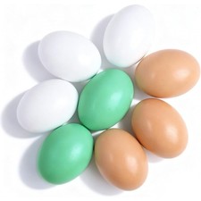 8PCS Wooden Fake Eggs, 3 Colors Dummy Eggs, Poultry Mannequin Nest Eggs, Help