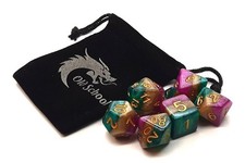 Old School 7 Piece DnD RPG Dice Set: Gradients - Queen's Court