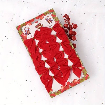 12 x ROTE SAMTSCHLEIFEN PAKET FÜR CHRISTBAUMSCHMUCK BASTELN