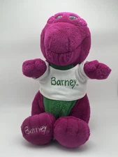 Vintage 1992 Barney The Dinosaur 13" Plush with White T-Shirt