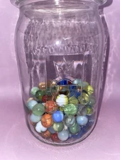 Vintage Glass Marbles in a Gerrix German Jar no Lid