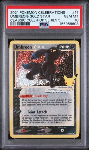 2021 POKEMON CELEBRATIONS CLASSIC COLLECTION #17 UMBREON-GOLD STAR PSA 10