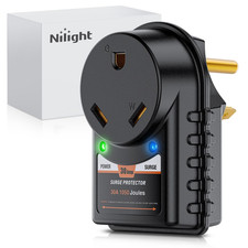 30 Amp RV Surge Protector 125V/3750W Adapter Plug with LED Indicator 30Amp 1050