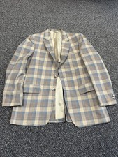 1970s Plaid Blazer True Vintage Blue Grey Patterned Botany 500 Rare Large