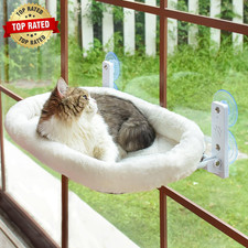 Cordless Cat Window Perch, Window Hammock for Cats with 4 Strong Suction Cups, S