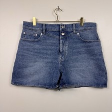 Madewell Jean Shorts Womens 31 Blue High Rise Denim V Shape Yoke Button Fly
