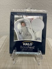 New HALO Bassinest Swivel Glide Sleeper Fitted Sheet Gray Pin Dot 100 Cotton