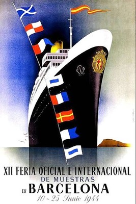 1944 Barcelona International Fair Vintage Travel Poster 24x36 Wall Art