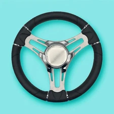 Verona Boat Steering Wheel Gray Brushed Aluminum Spokes KEYED or SPLINED HUB