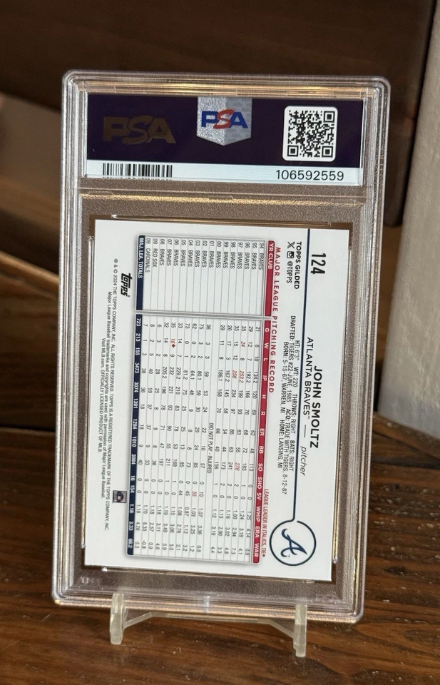 PSA 10 John Smoltz Gold Wave Refractor /75 2024 Topps Gilded POP I! Flawless - Image 2 of 2