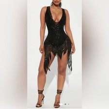 Fashion Nova Women Avery Sequin Mini Dress - Black Size Medium