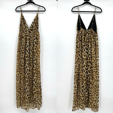 FORA Animal Print Maxi Dress Women’s 8 Plunge V-Neck Side Half Lined Slit Resort